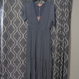 Elegant Long Sleeve Blue Dress